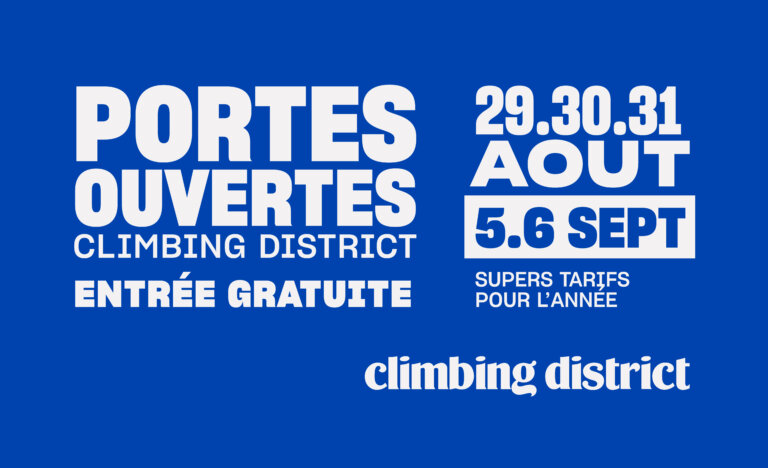 Journées Portes Ouvertes Climbing District Paris | 29–31 août et 5–6 septembre 2026